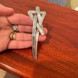 Large Heavy Sterling Silver Shooting Star Pin Pendant Brooch